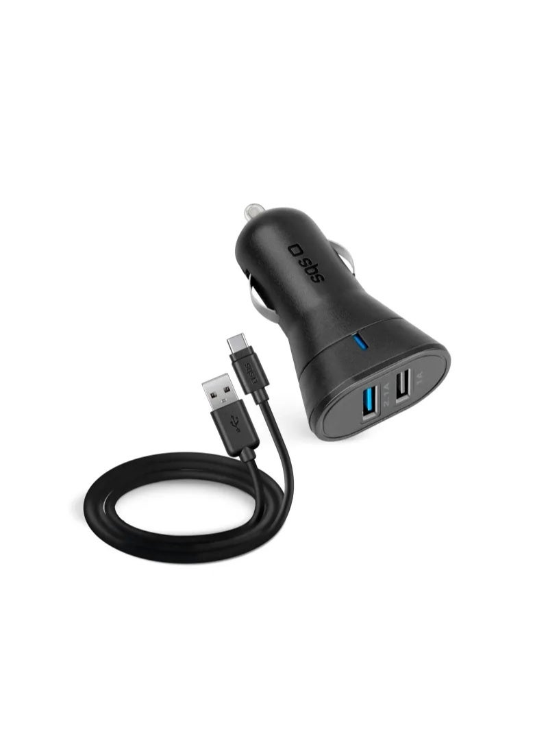 اس بي اس إس بي إس طقم شاحن سيارة بقوة 10 وات مع مخرجين USB بقوة 2.1 أمبير و1 أمبير، شحن ذكي، كابل للشحن ونقل البيانات من النوع C - Image 4